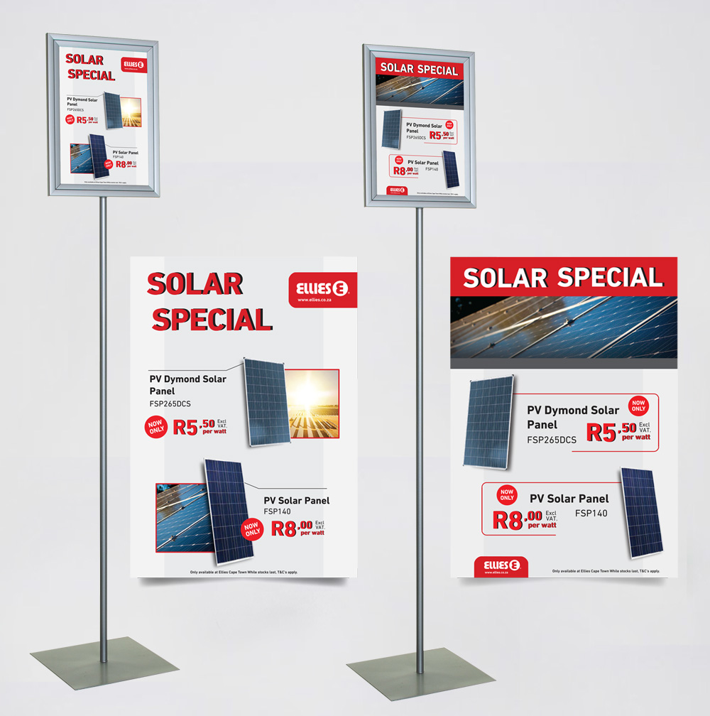 Solar panel pricing lollipop display stands